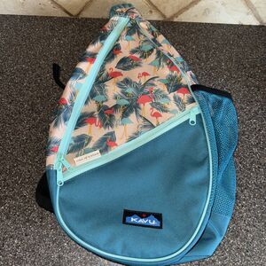 KAVU Rope Sling  FLAMINGO FEST Crossbody Backpack Bag Travel Turquoise
